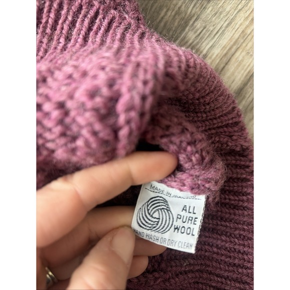 Vintage L.L.Bean Sweater Women Small Purple Cable Wool Fisherman Aran Ireland - Picture 5 of 6